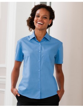 Russell Collection Ladies' Short Sleeve Polycotton Shirt 935F Women's Shirts